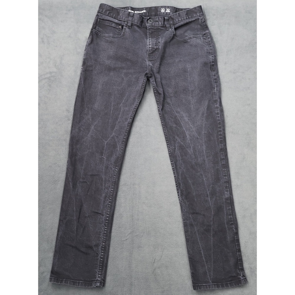INC Slim Straight Jeans Mens 33x32 Dark Gray Excellent Faded Stretch Denim